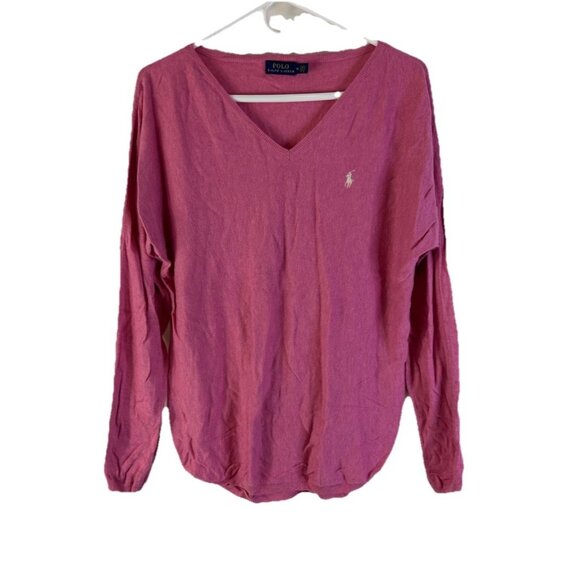 Polo Ralph Lauren Pony Stitched Cotton Lightweight Dolman Sweater Pink - Picture 1 of 8